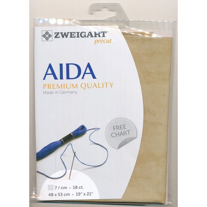 Zweigart Precut Aida Fine 3793, 18Ct/7St 48x53cm Cotton Vintage Country Mocha