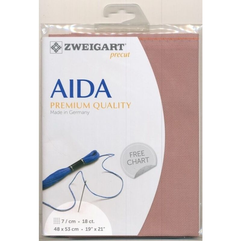 Zweigart Precut Aida Fine 3793, 18Ct/7St 48x53cm Cotton Antique Rose