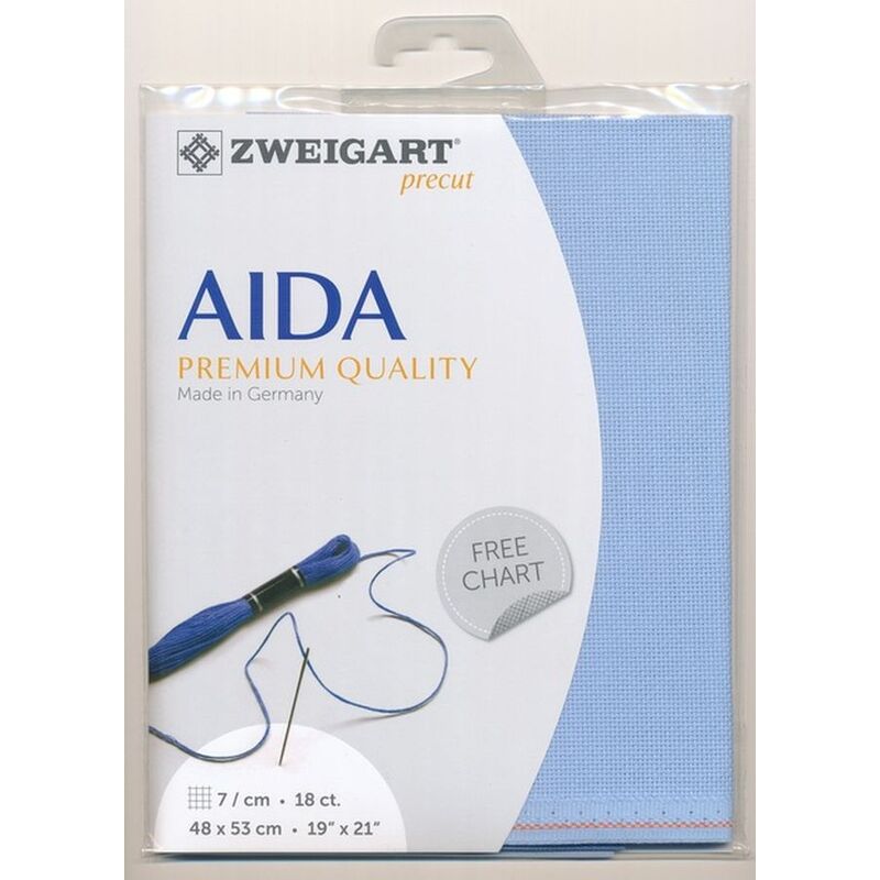 Zweigart Precut Aida Fine 3793, 18Ct/7St 48x53cm Cotton Light Blue