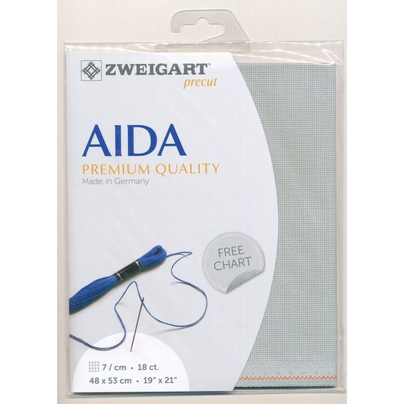 Zweigart Precut Aida Fine 3793.718, 18Ct/7St 48x53cm Cotton Confederate Grey