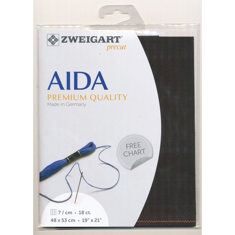 Zweigart Precut Aida Fine 3793, 18Ct/7St 48x53cm Cotton Black