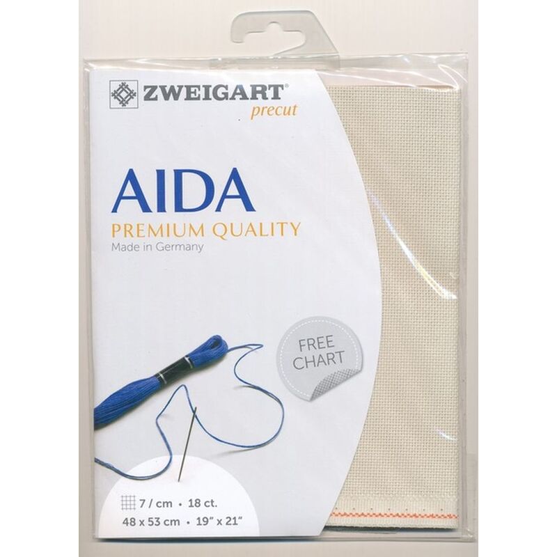 Zweigart Precut Aida Fine 3793.770 PLATINUM, 18Ct/7St 48x53cm Cotton