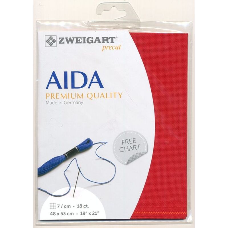 Zweigart Precut Aida Fine 3793.954 CHRISTMAS RED, 18Ct/7St 48x53cm Cotton