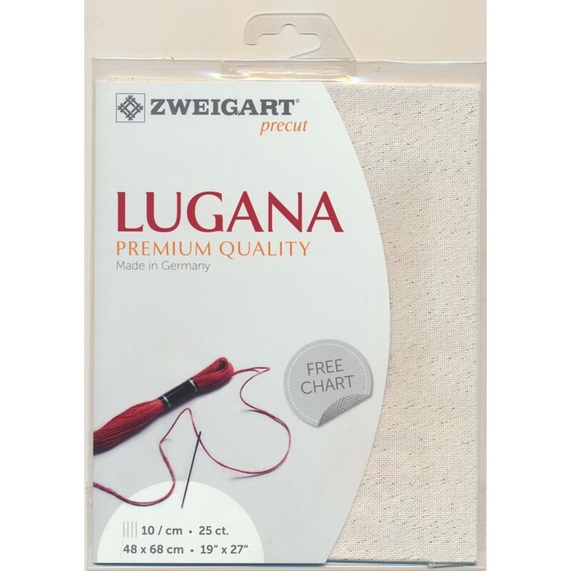 Zweigart Precut Lugana 3835, 25Ct/10St 48x68cm Cott/Visc/Met.Poly 49/46/5 Cream / Gold Fleck