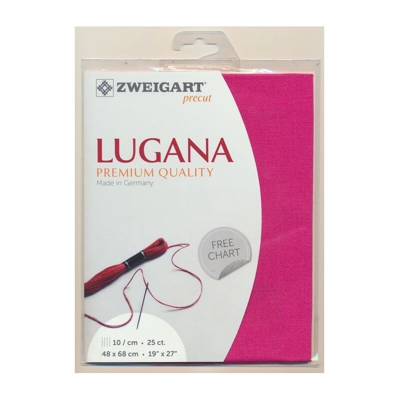 Zweigart Precut Lugana 3835, 25Ct/10St 48x68cm Cott/Visc 52/48 Raspberry Sorbet