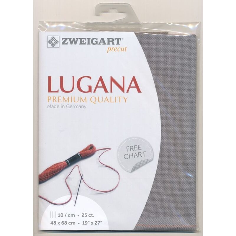 Zweigart Precut Lugana 3835, 25Ct/10St 48x68cm Cott/Visc 52/48 Zinc Grey
