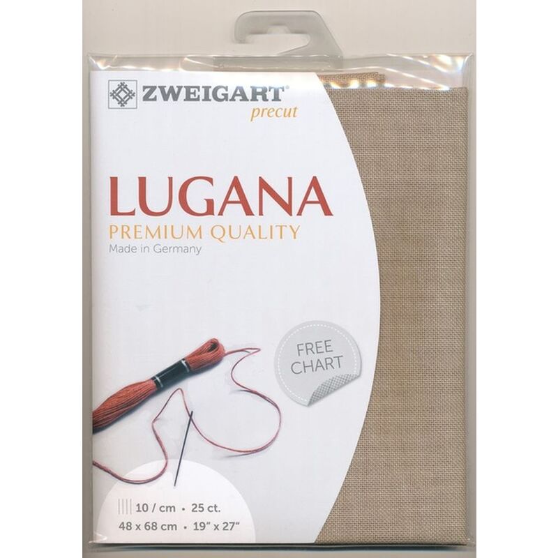 Zweigart Precut Lugana 3835.779, 25Ct/10St 48x68cm Cott/Visc 52/48 Light Taupe