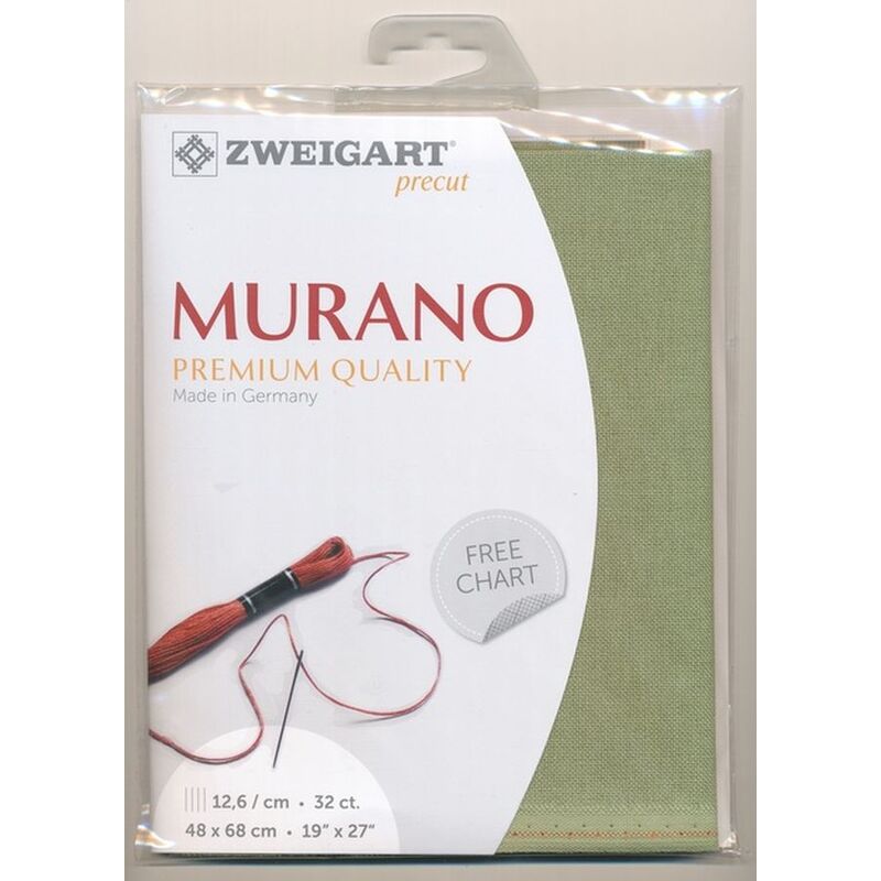 Zweigart Precut Murano Evenweave #3984, 32Ct/12.6St 48x68cm Olive Green