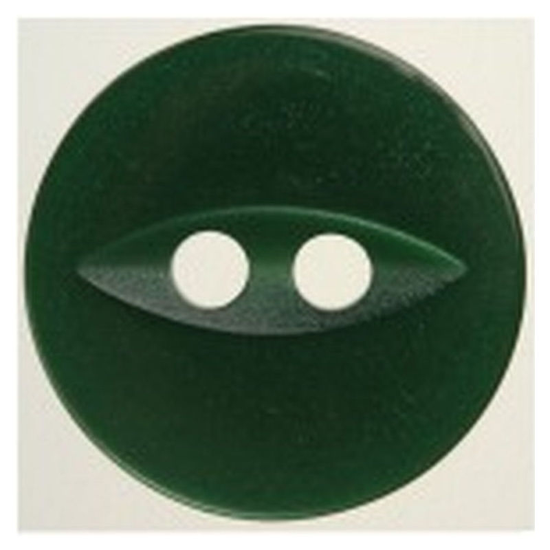 Hemline / Vizzy Buttons Fish Eye 2 Hole 11mm, Pack of 13, EMERALD
