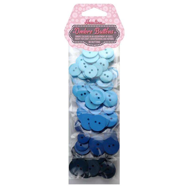 Ombre Buttons, Shades Of BLUE, 90 buttons per pack