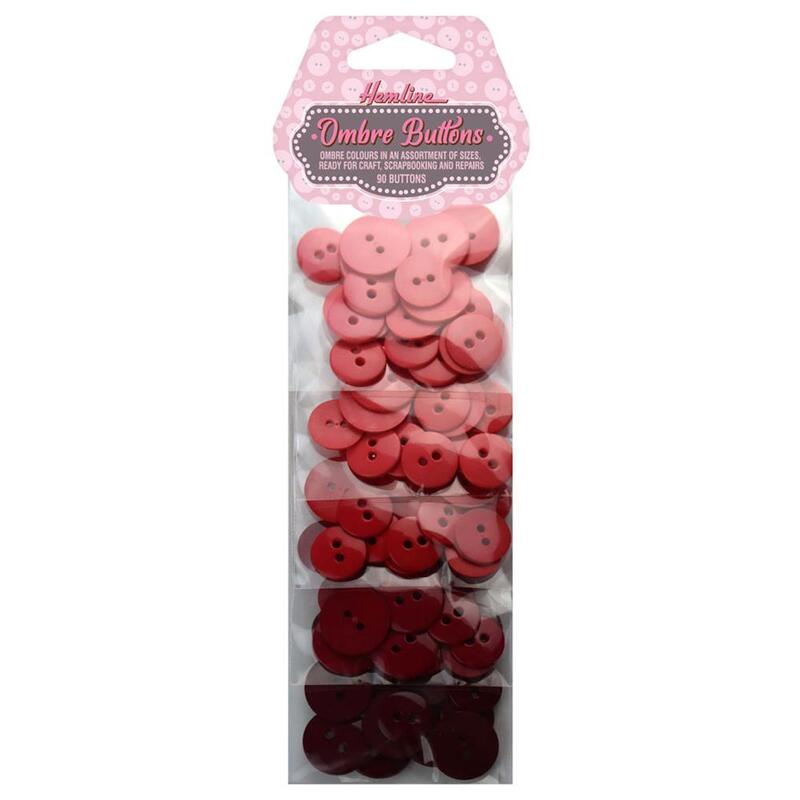 Ombre Buttons, Shades Of RED, 90 buttons per pack