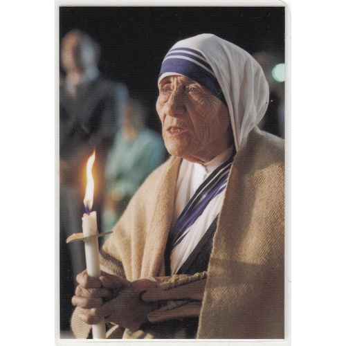 Mother Teresa Laminated Prayer Card, Holy Card, Inno Alla Vita,  Approx. 72mm X 105mm