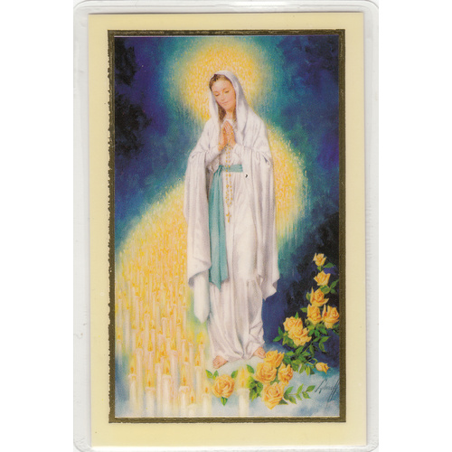 Our Lady Of Lourdes, Laminated Prayer Card, 110 x 70mm, Holy Card