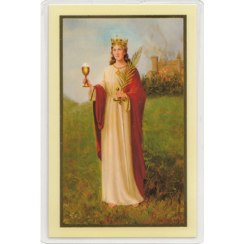 Prayer To Saint Barbara, Laminated Prayer Card, 110 x 70mm, Holy Card