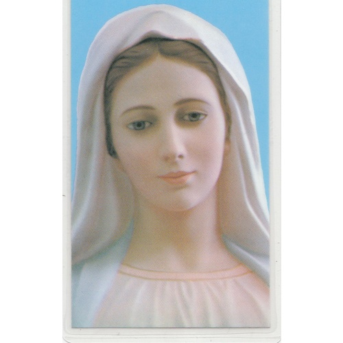 Our Lady Medjugorge Picture Card, Laminated, 120 x 71mm Holy Card