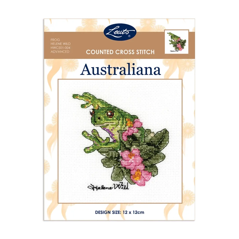 FROG Counted Cross Stitch Kit, Helene Wild HWCS01-004 12cm x 12cm