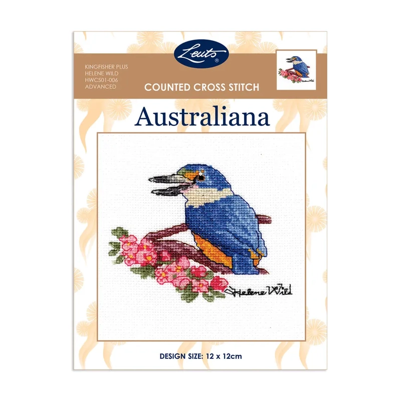 KINGFISHER PLUS Counted Cross Stitch Kit, Helene Wild HWCS01-006 12cm x 12cm