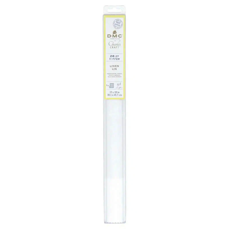 DMC 28 Count (11 F/cm) WHITE B5200 Linen Needlework Fabric 15" x 18" (38.1cm x 45.7cm)