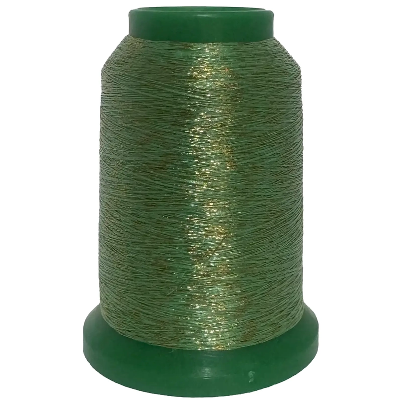 Amann Isamet 9966 GOLD GREEN Metallic Embroidery Thread, 1000m Cone