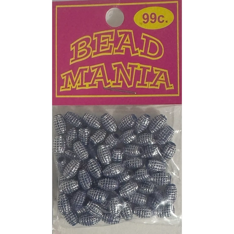Bead Mania Beads 8mm SILVER BLUE Barrel J3206.07, Fashion & Craft Accessories