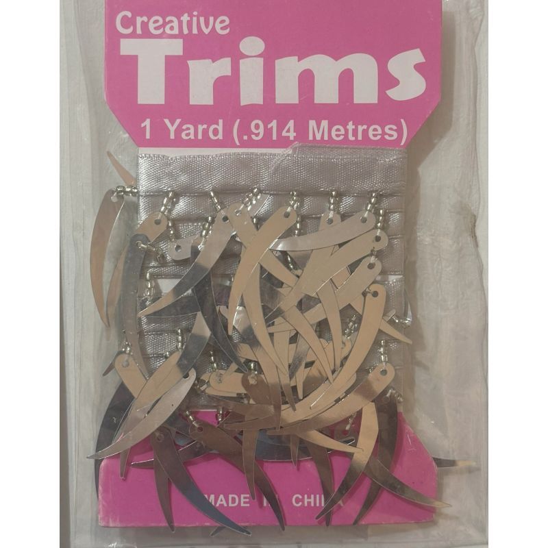 Creative Trims SILVER Tooth Shape Drop, 1 Yard Pack (Final Stock)