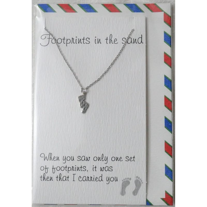 Heartfelt Jewellery, Footprints, Pewter Charm On Stainless Steel Chain JE16412