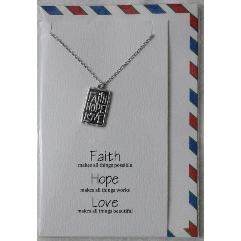 Heartfelt Jewellery, Faith Hope Love, Pewter Charm On Stainless Steel Chain