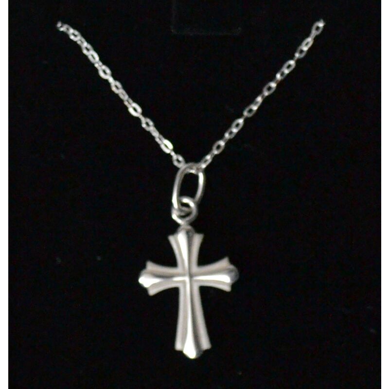 Sterling Silver Chain and Embossed Cross, Gift Boxed
