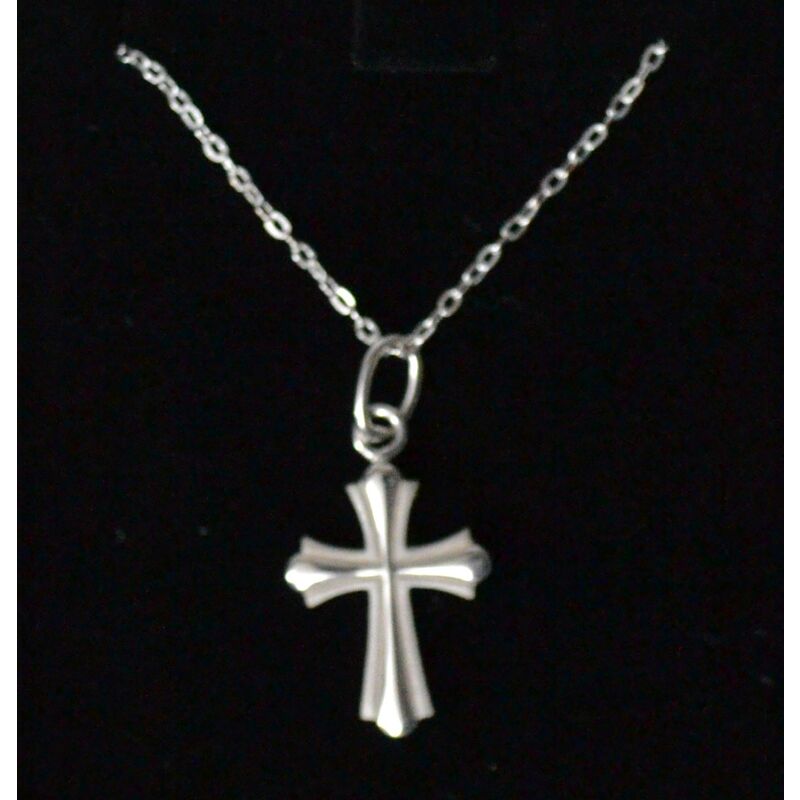 Sterling Silver Chain and Embossed Cross, In Box