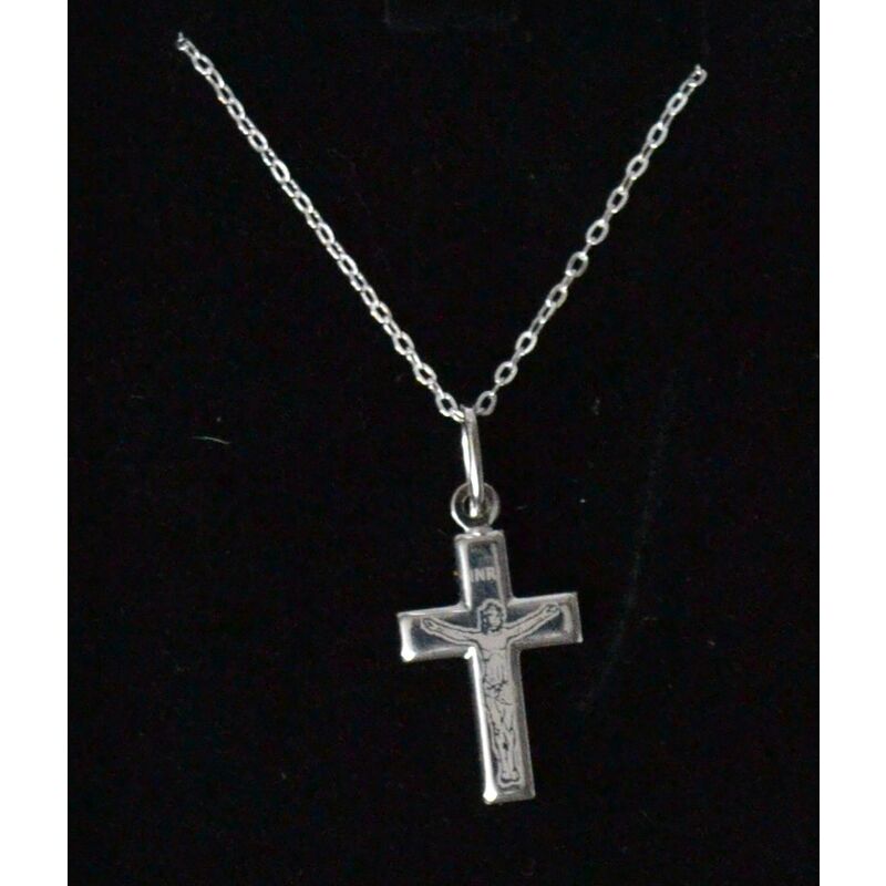 Sterling Silver Chain and Engraved Cross, In Box