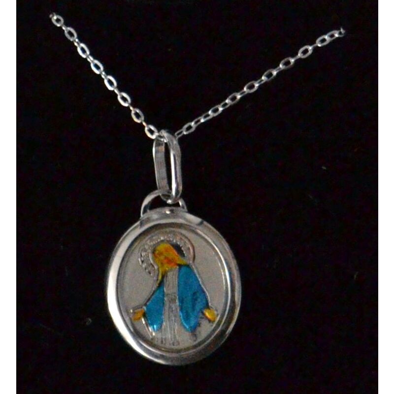 Sterling Silver MIRACULOUS Medal Pendant and Chain, Gift Boxed