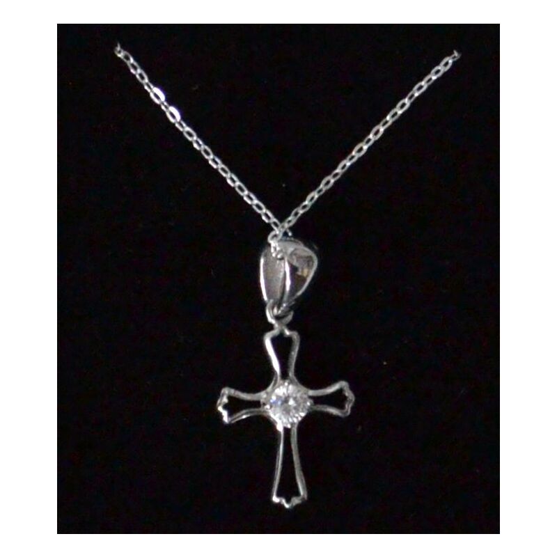 Sterling Silver Chain and Open Cross, In Box