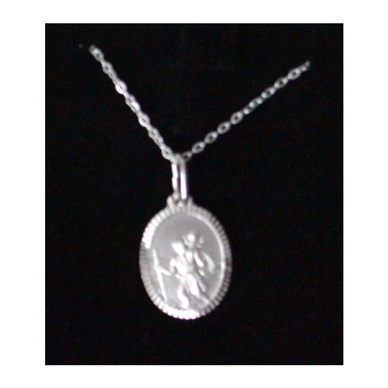 Sterling Silver ST CHRISTOPHER Medal Pendant and Chain Gift Boxed