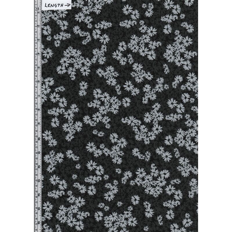 Shimmer & Shine, Shimmery Shadow Flower Black Silver, 110cm Wide Cotton Fabric 0102/1211
