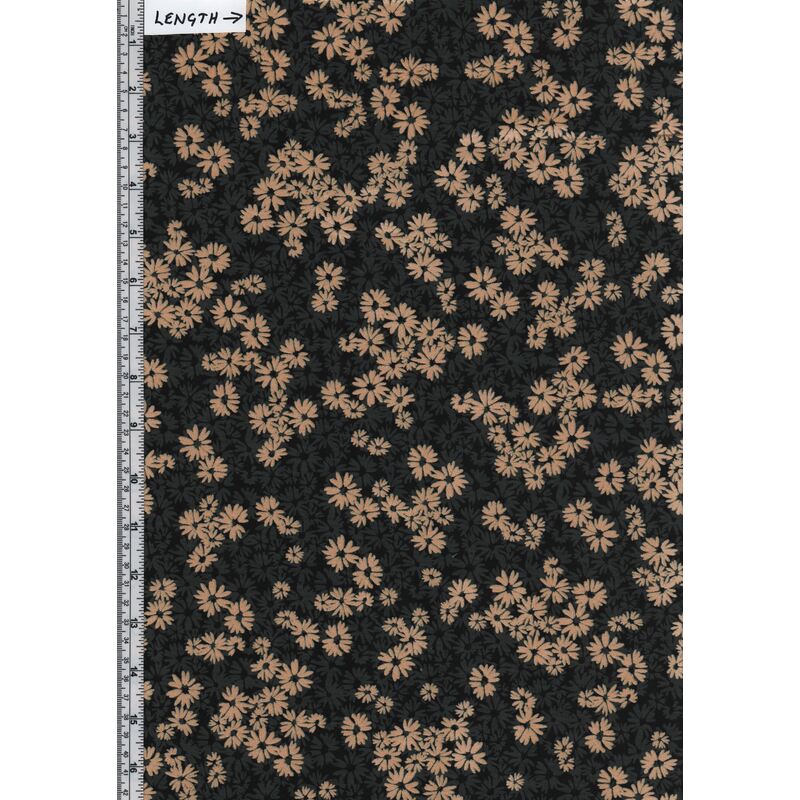 Shimmer & Shine, Shimmery Shadow Flower Black Gold, 110cm Wide Cotton Fabric 0102/1212