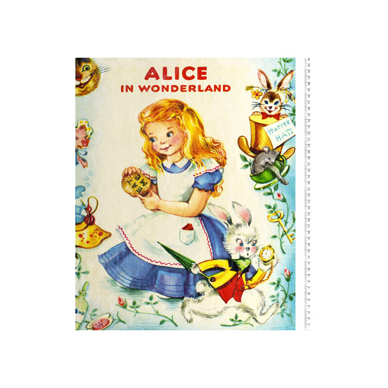 Story Time Vintage Disney Alice In Wonderland PANEL, Quilting Fabric, per Panel