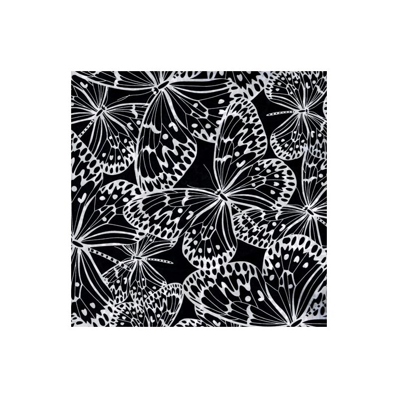 Butterflies (0216) White on Black, 112cm Wide Cotton Quilting Fabric 0216BK