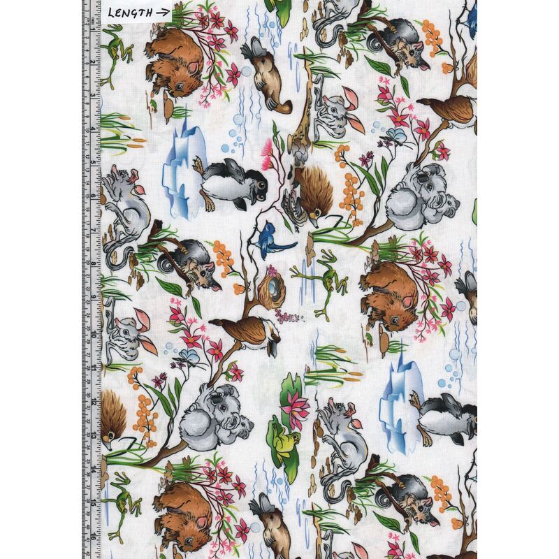 Aussie Nursery Baby Animals White, 110cm Wide Cotton Fabric 1029/04