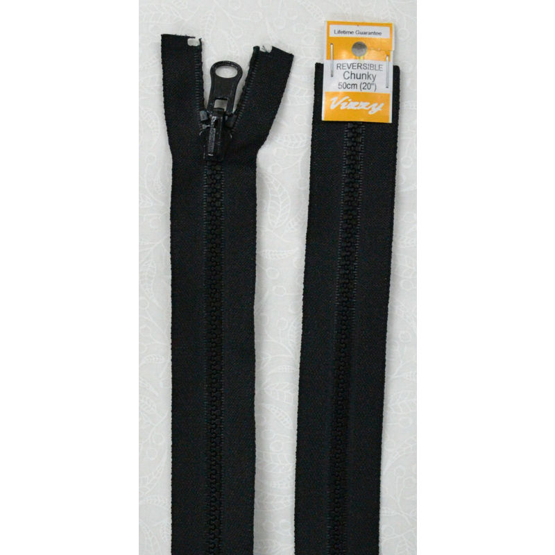 Vizzy Zip Chunky Reversible 50cm, #02 BLACK