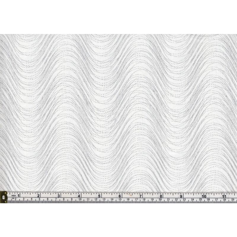 Cotton Fabric Style 8098 #109 Metallic Silver on White 110cm Wide Per 50cm