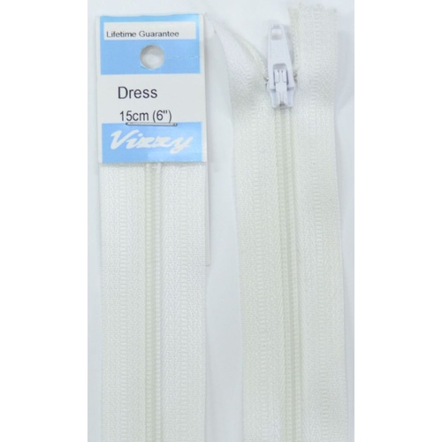Vizzy Dress Zip, 15cm, Colour 01 White