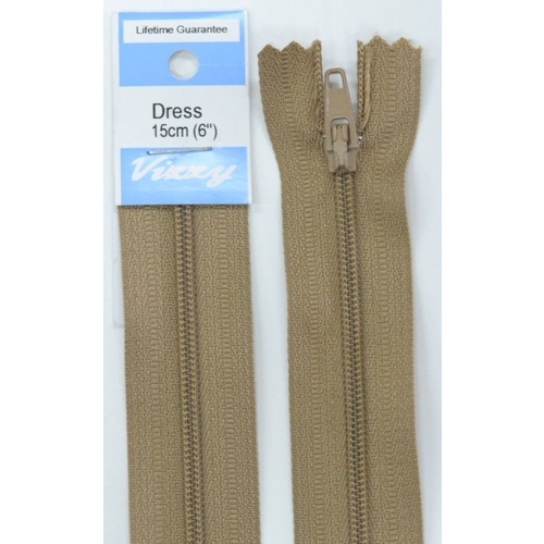 Vizzy Dress Zip, 15cm Colour 10 CAMEL