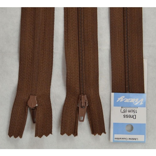 Vizzy Dress Zip, 15cm Colour 13 CHOCOLATE