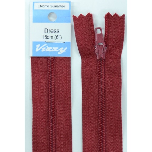 Vizzy Dress Zip, 15cm Colour 33 WINE