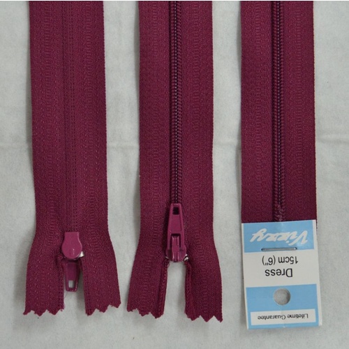 Vizzy Dress Zip, 15cm Colour 34 BURGUNDY