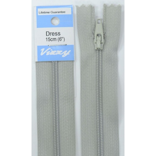 Vizzy Dress Zip, 15cm Colour 60 SILVER