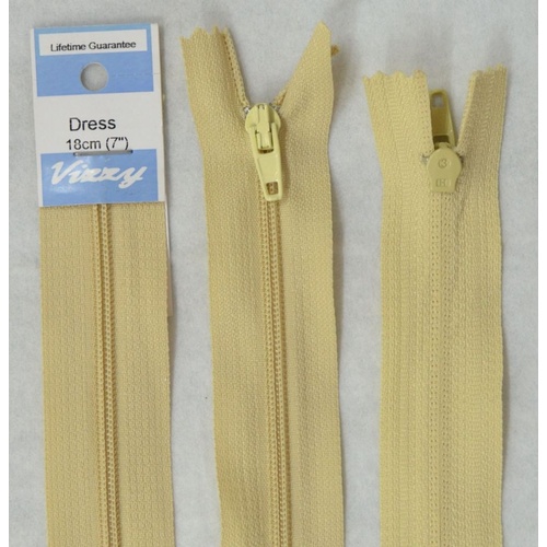 Vizzy Dress Zip, 18cm Colour 06 BUTTERMILK