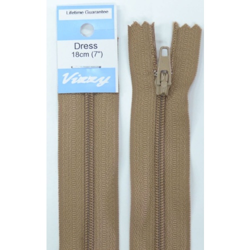 Vizzy Dress Zip, 18cm Colour 10 CAMEL