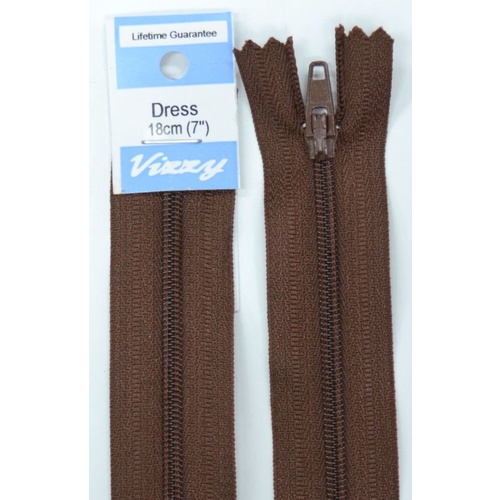 Vizzy Dress Zip, 18cm Colour 107 BROWN