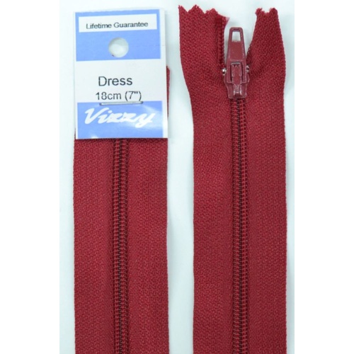 Vizzy Dress Zip, 18cm Colour 33 WINE